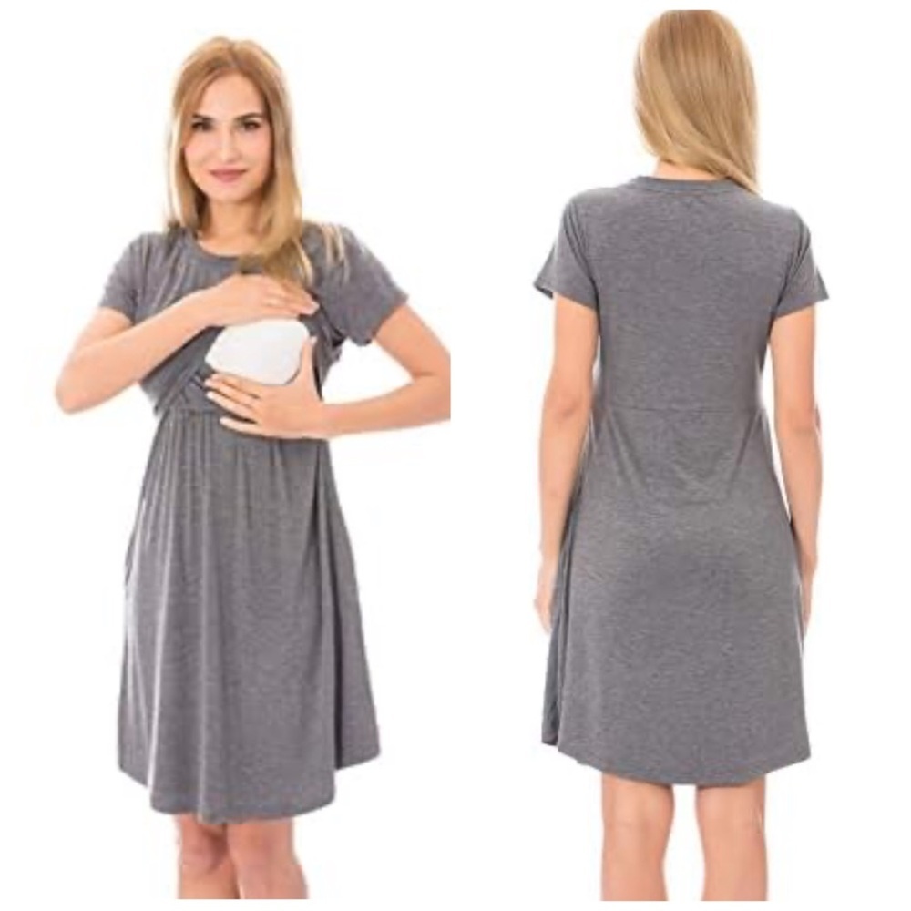 Quinee Women's Short Sleeves Maternity Dress Nursing Breastfeeding Size 2XL NWT